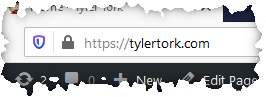 Lock icon displayed to left of browser address field