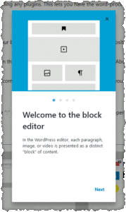 "welcome to block editor" popup