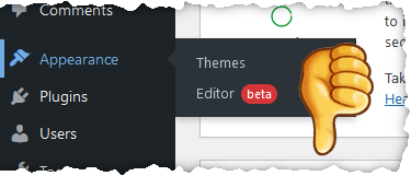 Appearance menu showing Editor selection.